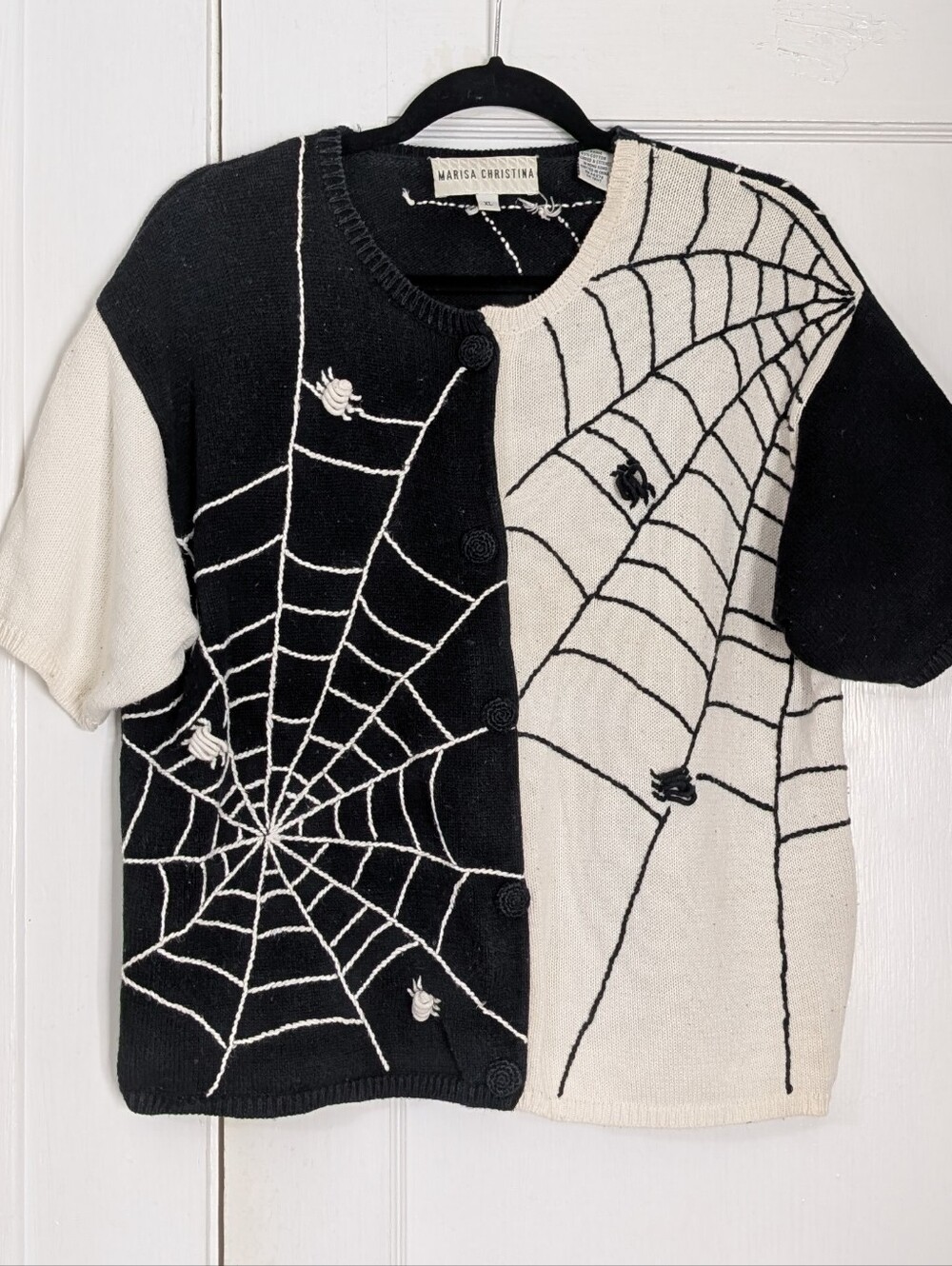 Vintage Marisa Christina Halloween Short Sleeve Sweater Women's XL Goth Spooky